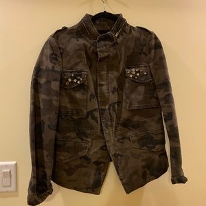 Camouflage zara zipper jacket with embellishment